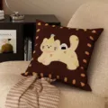 Brown cartoon throw pillow case, Maillard style cute animal print decorative cushion cover. - 35x35cm (Without Core) / SBZA008302