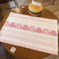 Pink cotton linen tablecloth featuring cute strawberry and bow print, perfect for desk and home decor. - 40x30 cm / Pink Strawberry(MZBA003801)