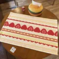 Cute strawberry cake pattern linen table mat detail, korean style decorative desk pad background cloth. - 40x30 cm / Cake Dessert(MZBA003802)