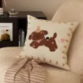 Brown cartoon puppy pillow, cute Maillard style throw pillow for sofa, kids room, and bedside. - 35x35cm (Without Core) / SBZA008304