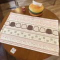Cute cotton linen table cloth korean style retro dessert pattern desk mat cute pink decor - 40x30 cm / Pink Brown Patchwork(MZBA003803)