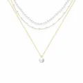 Elegantes dreilagiges Goldketten-Halsketten-Set mit weißen Perlenimitationen-Set - Stil 3 / Dreiteiliges Set / Gold