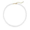 Elegante Kunstperlenkette mit goldenem Verschluss und funkelndem Stein-Anhänger. - Stil 4 / 6mm Einreihig / Gold Weiß
