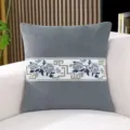 New Chinese retro throw pillow detail showcasing exquisite blue floral embroidery. - 35x35cm (Without Core) / MALP02