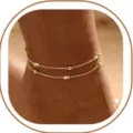 Elegantes doppellagiges goldenes Perlenfußkettchen für Damen im minimalistischen Stil - Stil 5