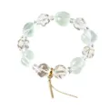 Elegantes Armband aus Bergkristall und grünem Fluorit mit goldenem Stabanänger - Weiß