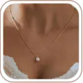 Elegante goldene Satelliten-Halskette mit weißem Perlenanhänger-Variante - Kleine Goldene Bohnen Satellitenkette Perle (Stil 7)