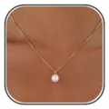 Elegante minimalistische Halskette mit Kunstperlenanhänger und vergoldeter Kupferkette - Einzelner Perlenanhänger (Stil 5) / Gold