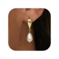 Elegante goldene Tropfenohrringe mit Perle für Hochzeiten, Bräute und festliche Partys - Stil 6 / Gold