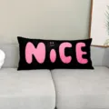 Minimalist black and pink letter print throw pillow, modern decorative cushion detail. - DAJS02 / 50x30 cm (Without Insert)