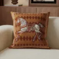Cuscino decorativo di lusso motivo cavallo equestre stile retro per divano elegante - 35x35cm (Senza Anima) / SBZA038101