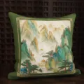 Cuscino decorativo stile cinese paesaggio per divano soggiorno lusso arredamento casa - Pittura Paesaggistica (MAKH02) / 35x35cm (Senza Anima)