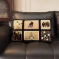 Vintage retro rectangular throw pillow with multi-panel art print, perfect for sofa and bed decor. - 50x30 cm (Without Insert) / MAJW04