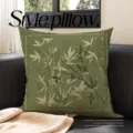 New Chinese retro green sofa throw pillow with bamboo leaf pattern and soft cushion core. - Double-Sided 35x35 (No Insert) / SBSA132104