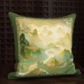 Cuscino con stampa paesaggistica cinese tradizionale, elegante cuscino verde per divano. - Pittura Paesaggistica (MAKH04) / 35x35cm (Senza Anima)