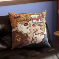Retro Kissenbezug mit niedlichem Cartoon Hund Design, kariertes Dekokissen für das Sofa. - BBHF02 / Doppelseitig 35x35 (Ohne Füllung)