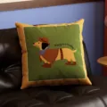 Vintage Dackel Cowboy dekorativer Kissenbezug für Wohnzimmer Sofa Kissen Heimtextil Detailansicht - BBHF03 / Doppelseitig 35x35 (Ohne Füllung)