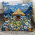 Cojín decorativo impreso en 3D con diseño de paisaje colorido para sofá, cama y hogar. - Doble Cara 35x35cm (Solo Funda) / BBGR06