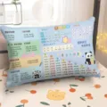 Primo piano dettagliato delle formule matematiche e pinyin stampate sul cuscino blu. - DBBS05