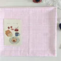 Pink white gingham tablecloth korean style minimalist desk cloth DIY fabric for bedroom decor - 30x20 cm (Multifunctional Pot Mat) / Pink and White Plaid (SZBA071304)