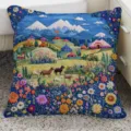 Funda de cojín decorativa cuadrada con estampado de paisaje 3D vibrante para sofá. - Doble Cara 35x35cm (Solo Funda) / BBGR08