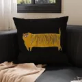 Vintage cartoon long cat throw pillow detail for cozy sofa and modern home decor. - 35x35cm (Without Core) / Black Cat