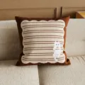 Cute cat decorative pillow, brown square cushion for sofa, bedroom bed and living room decor. - 35x35cm (Without Core) / SBZA185503