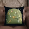 Vintage green throw pillow with floral butterfly design retro couch cushion for living room decor - 40x40 cm (Without Insert) / MANM08