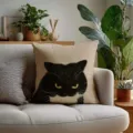 Cute Cat Throw Pillow Decorative Cushion Sofa Pillow Soft Black Cat Print Cover Home Decor - Double Sided 35x35cm (Cover Only) / Cat Style 2