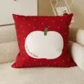 Housse de coussin rouge à pois avec forme de pomme blanche mignonne pour déco canapé. - 35x35 cm (sans rembourrage) / LZIP03
