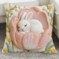 Cute tulip rabbit embroidered throw pillow soft cushion for living room sofa home decor - 35x35 cm (Without Insert) / Tulip Bunny
