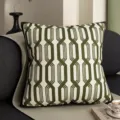 Green geometric pattern cushion detail, vintage aesthetic throw pillow for sofa decor. - 35x35 cm (Without Insert) / QVH03