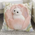 Cute tulip cat embroidered throw pillow, soft decorative cushion for sofa and living room. - 35x35 cm (Without Insert) / Tulip Kitten