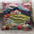 3D printed decorative pillow with colorful landscape embroidery design for sofa bedroom home decor - Double Sided 35x35cm (Cover Only) / BBGR03