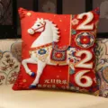 Red Chinese style 2026 horse embroidery throw pillow for living room sofa bedroom decor - 35x35cm (Without Core) / SBZA063003
