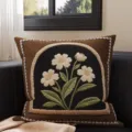 Retro Maillard throw pillow with exquisite floral embroidery, vintage sofa cushion cover for home decor. - 35x35 cm (Without Insert) / Black Floral