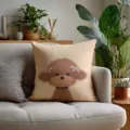 Cute dog throw pillow for sofa, soft fluffy puppy cushion with cute cartoon design variant. - Double Sided 35x35cm (Cover Only) / Beige Dog Style 4