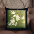 Vintage green floral throw pillow retro botanical sofa cushion cover for home decor. - MANM07