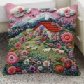 Funda de cojín decorativa con motivo de paisaje bordado en 3D colorido, funda de almohada suave. - Doble Cara 35x35cm (Solo Funda) / BBGR09