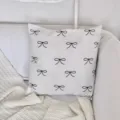 Korean style cute bow print cushion cover, white sofa pillow for dorm room and home decor. - Double-Sided 35x35 (No Insert) / BBGM03