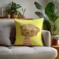 Lindo cojín de perro de dibujos animados para sofá sala de estar decoración suave - Doble Cara 35x35cm (Solo Funda) / Estilo Perro Amarillo 7