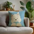 Bonito cojín de sofá perro azul cuadrado funda felpa con estampado cachorro decoración - Doble Cara 35x35cm (Solo Funda) / Estilo Perro Azul 8
