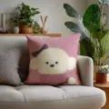 Cojín Bichon Frise rosa, cojín de sofá perro lindo, funda decorativa de felpa suave. - Doble Cara 35x35cm (Solo Funda) / Estilo Perro Rosa 9