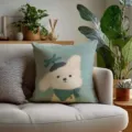 Bonito cojín de perro, funda de almohada de sofá Bichon Frise de doble cara para el hogar. - Doble Cara 35x35cm (Solo Funda) / Estilo Perro Verde 10