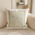Skandinavisches gruenes Blumenmarkt Kissen, aesthetisches Zierkissen fuer Sofa und Wohnzimmer. - LZDA15