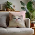 Lindo cojín estampado de gato, suave cojín de sofá cuadrado para decoración del hogar. - Doble Cara 35x35cm (Solo Funda) / Estilo Gato Acuarela 13