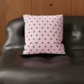 Retro pink polka dot square throw pillow cover for living room sofa bedroom bedside and office chair. - 35x35cm (Without Core) / Pink with Brown Dots