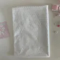 Pink star pattern white fabric detail shot, cute background cloth for photography and DIY crafts. - 30x20 cm (Multifunctional Pot Mat) / SZBA003202