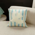 Nordic style square throw pillow with blue and white stripes and cute bird motif for living room sofa. - 35x35cm (Without Core) / Blue Stripe Bird