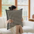 Retro black and white checkerboard throw pillow for living room sofa bedroom decorative cushion - 40x40cm (Without Core) / LZTY03